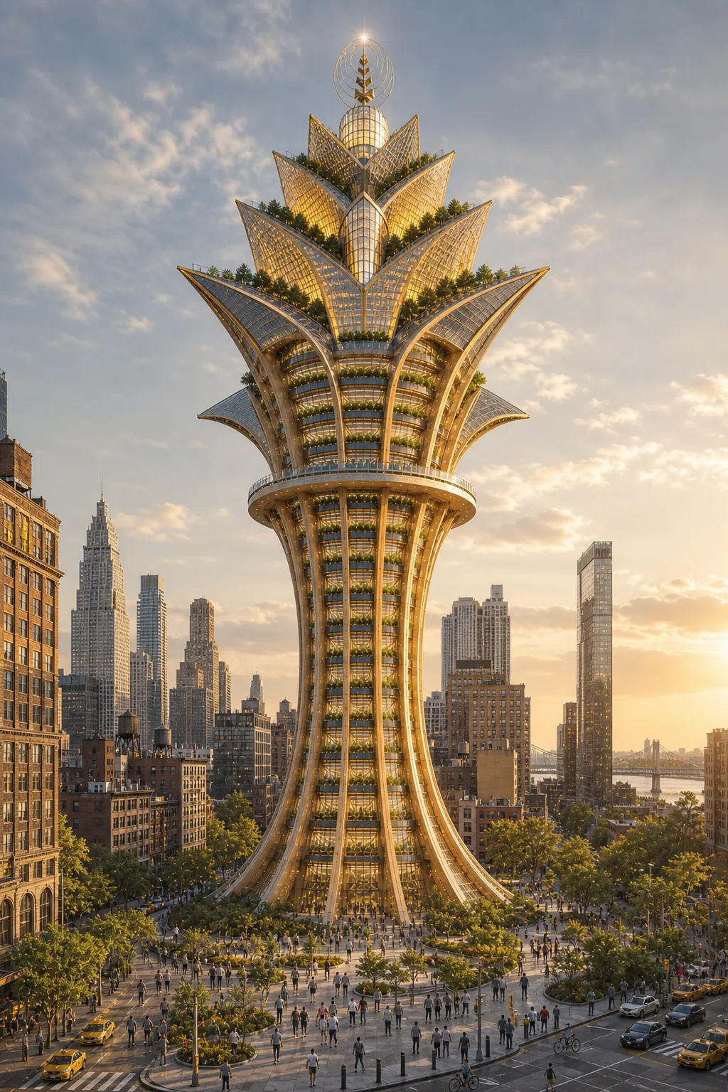 Concept rendering of a GAEA vertical farm tower in New York